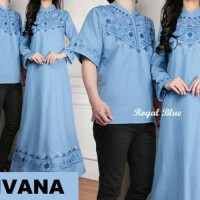 Couple ARJUNA BLUE Gamis Maxi + Baju Koko - Katun Paris Bordir