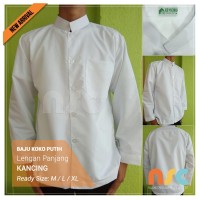 Terbaru! Baju Koko Pria Muslim Dewasa Tangan Panjang - Putih Polos