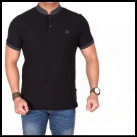 (Harga Terbaik) Polo Shirt Pria Polos Hitam Lengan Pendek / Baju Kaos