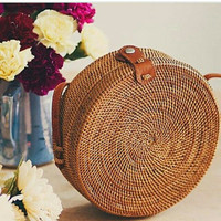 Jual TAS ROTAN BULAT 20cm ~ Motif Polos / Tas Ate / Rattan Bag Murah