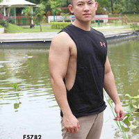 Singlet Tank Top Lowcut Gym Fitness Pria Under Armourr Hitam 5782