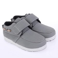 Sepatu Anak Laki Casual Kets Balita 4 5 6 Tahun Abu Rekatan Sol Karet