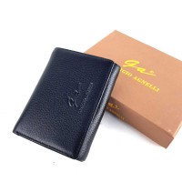 A31837 Dompet Berdiri Lipat Buku Kulit Asli Murah - GA MIL NJS BLACK