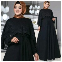 Baju murah banget!! R210318 MAXI GAMIS SYARI FATIN HITAM