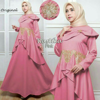 Baju Gamis Maxy Dress Elegan Rasti/Gaun Pesta Glamour Bordir Mewah