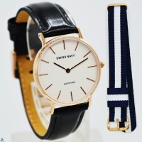 Jam Tangan Couple Swiss Navy 8358LR Black & 8358 MR Original