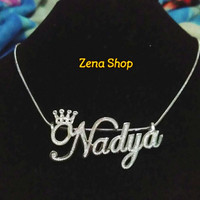 Kalung Nama Lapis Emas Putih Ukir Grafir.ZN.048..... Zena Shop