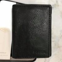 FOSSIL Ingram trifold black dompet laki lipat ori