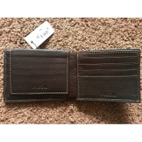 Fossil Lufkin Passcase Dark Brown Leather Dompet laki Ori Original A