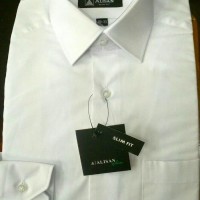 BAJU PRIA MURAH KEMEJA ALISAN PUTIH POLOS SLIMFIT LENGAN PANJANG