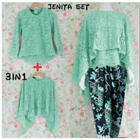 BT15819 Tosca Flaura Jenita Set 3in1 kebaya SETELAN CEWEK ATASAN DAN C