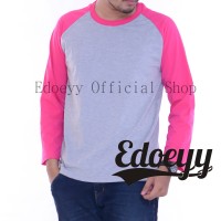 Raglan Lengan Panjang Abu Pink Fanta /kaos Reglan/raglan Distro/Solo