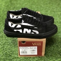 SEPATU SNEAKERS VANS OLDSKOOL PRINT LOGO VANS FULL BLACK ORIGINAL BNIB