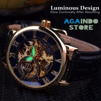 Jam tangan pria / cowo mekanik Ekslusif Forsining Original Black-Gold