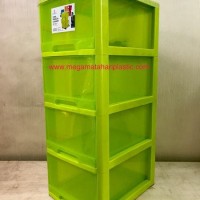 LEMARI / LACI PLASTIK PRINCIA SUSUN 4 CLARIS (DENGAN RODA)