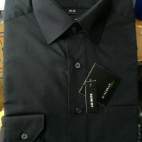 FASHION MURAH Kemeja Pria Alisan Hitam Slimfit Polos Panjang