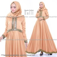 Selly Gamis Syari Baju Wanita Muslim Gaun Pesta Mewah Warna Coklat