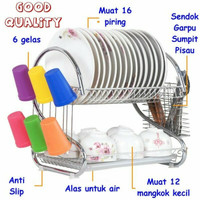 Rak piring 2 susun portable stanless/Dish Drainer