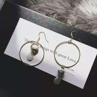 Round Tassel Earring Cincin Anting Korea Lingkaran Bulat IMPORT