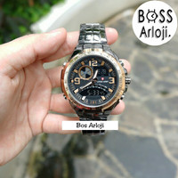 Jam Tangan Pria / Cowok Swiss Army Double Time Stainless Black Gold