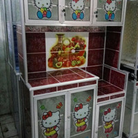 Rak Piring 3 Pintu Stiker Hello Kitty Super Full Aluminium Keramik