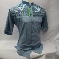 Baju Koko Pria Muslim Kemeja Gamis Pria Lengan Pendek Biru KIT 043