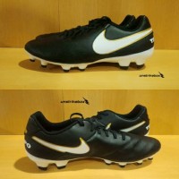 Nike Tiempo Genio II Leather FG - Black White. Sepatu Bola Original