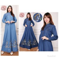 Jual Maxi Dress Jeans Khadijah Gamis Bordir Murah