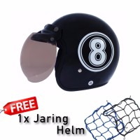 BGR helmet Helm Dewasa WTO Helmet Retro Bogo 8 Hitam Putih Promo Grat