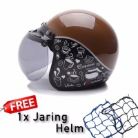 BGR helmet Helm Dewasa WTO Helmet Retro Bogo Classic Coffee Cokelat H