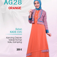 Alnita Gamis Kaos CVC Adem AG 28 Orange Busui Friendly Rompi Lepas