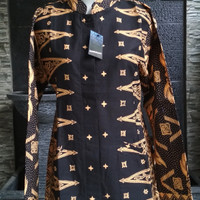 Atasan Batik Wanita Motif Tapak Kebo Gold Khas Baduy Banten