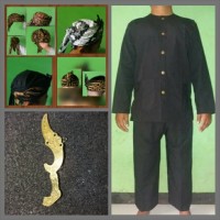Paket - Stelan Baju Pangsi-katun pin Kujang Kuningan-Iket Blangkon.