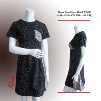 Jual BW58 Dress Kombinasi Batik Cap Lengan Panjang Wanita Unik Modern Murah