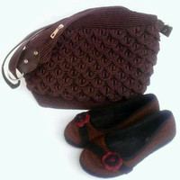Tas Wanita Handmade Rajutan Satu Set dengan Sepatu / Hand Bag Cantik