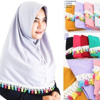 Kerudung Hijab Instan Najwa Tassel Bahan Kaos Katun TC Tebal