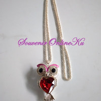 Hadiah kalung aksesoris perhiasan korea owl kalung pesta wisuda selfi