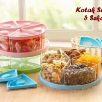 KOTAK SNACK 5 SEKAT TUTUP KEDAP UDARACOCOK UTK TEMPAT SNACK PERMEN