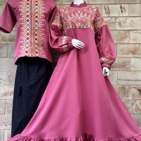Jual baju muslim couple keluarga gamis dan koko bahan baloteli untuk pesta Murah