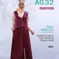 Alnita Gamis Kaos AG 32 Warna Marun Bahan Katun CVC Adem Busui Rompi