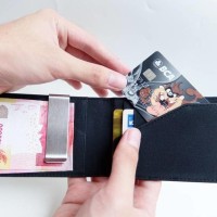 Jual Simple Money Clip Leather Slim Wallet Dompet Tipis Pria Wanita