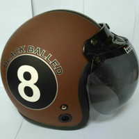 HELM BOGO DEWASA MOTIF ANGKA 8 COKLAT DOFF