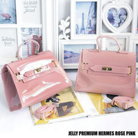 tas / bag wanita handbag jelly premium hermes rose pink