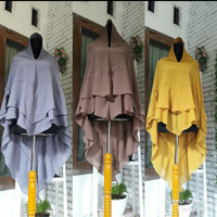 jilbab syari ceruti dua layer tumpuk hijab khimar polos instan murah