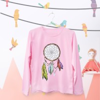 Jual Tumblr Tee / T-Shirt / Kaos Wanita Lengan Panjang Dreamcatcher Pink Murah
