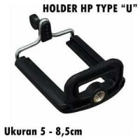 Holder U Clamp HP Tongsis Monopod Tripod Penjepit Handphone - Black