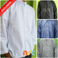 Terbaru! Baju Koko Pria Muslim Dewasa Tangan Panjang - Putih Polos