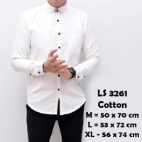 Baju Kemeja Lengan Panjang Casual Pria Putih Polos Slimfit 326 Jual