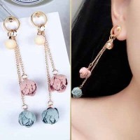 Anting bunga pastel biru pink panjang cantik pretty f21 hnm zara murah