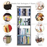 Rak Buku Portable SINGLE / Lemari Serbaguna 4 Susun 50.5x 30.5 x144 CM